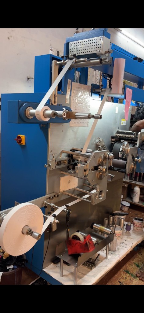 Label production machine in operation